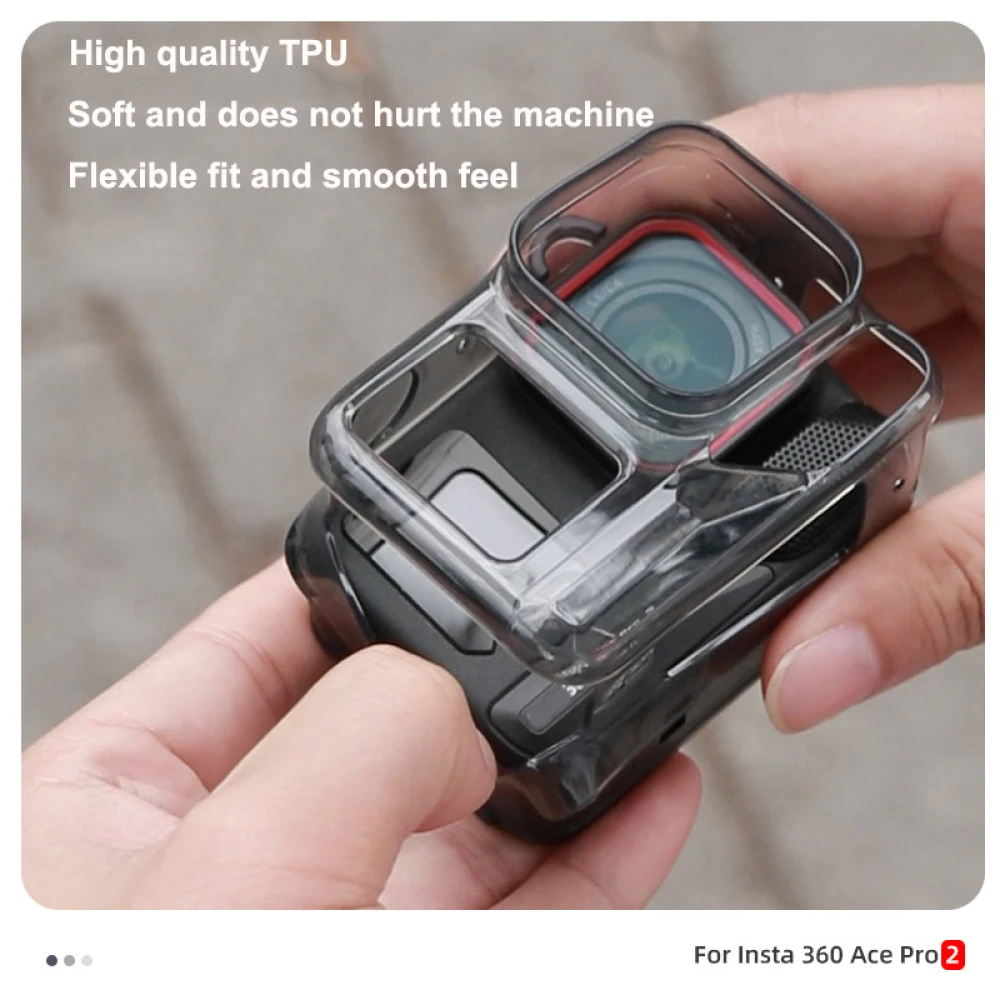 

TPU Protective Cover for Insta360 Ace Pro 2 Action Camera Accessories Body Case Lens Cap Transparent Black Transparent