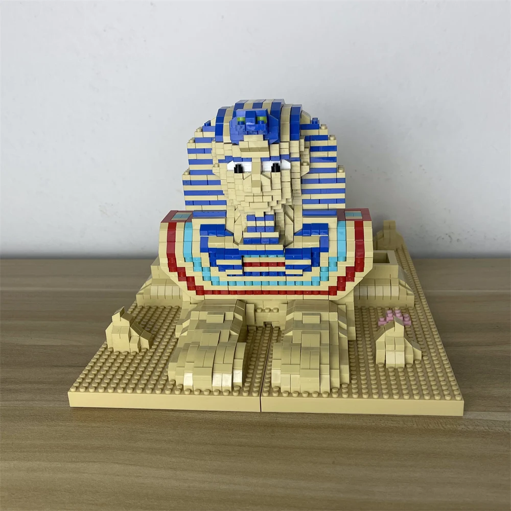 Toy for Children Pharaoh Sphinx Desert Monster Statue 3D Model DIY  Diamond Blocks Bricks Building World Architecture