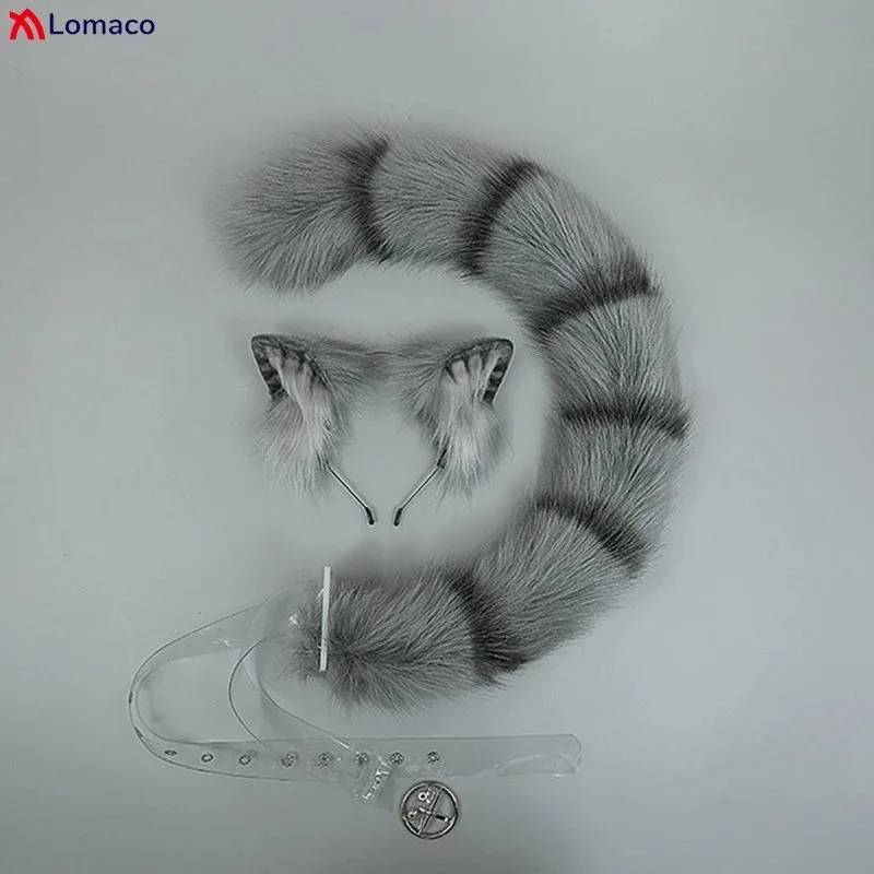 CyTiger Spot Kocie Uszy Futrzany Ogon Damskie Dziewczęce Lolita Zwierzęce Uszy Opaski do Włosów Pluszowy Ogon Akcesoria do Kostiumów Cosplay