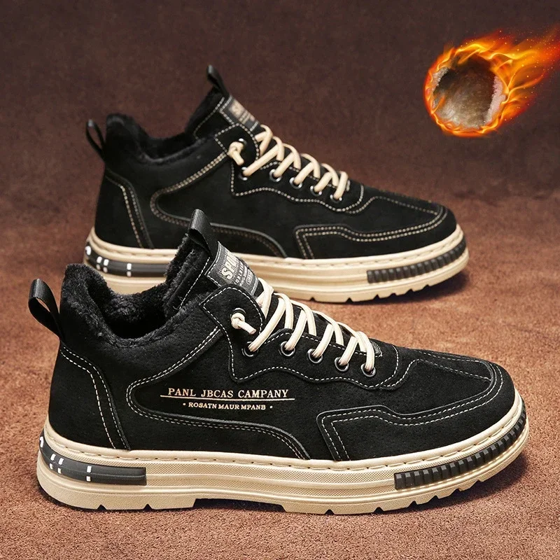 Sapatos masculinos de algodão quente de inverno ao ar livre antiderrapante sapatos de trabalho masculino fashiona tênis confortáveis casuais para homem