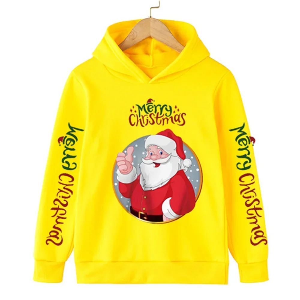 2024 Christmas Hoodie Kids Sweatshirts Children Girls Boys 2-13 Years Old Sports Santa Spring and Autumn Hooded