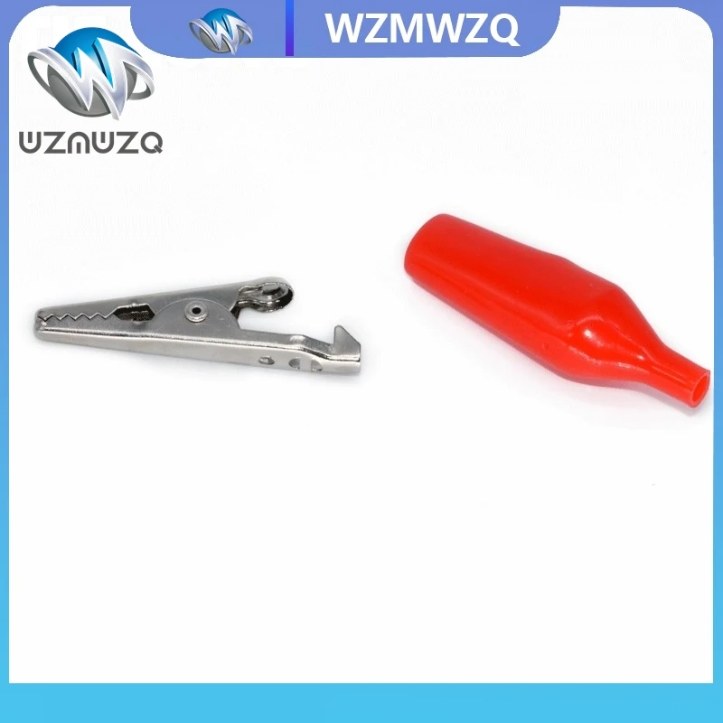 10pcs/lot 28MM Metal Alligator Clip G98 Crocodile Electrical Clamp for Testing Probe Meter Black and Red with Plastic Boot Rated