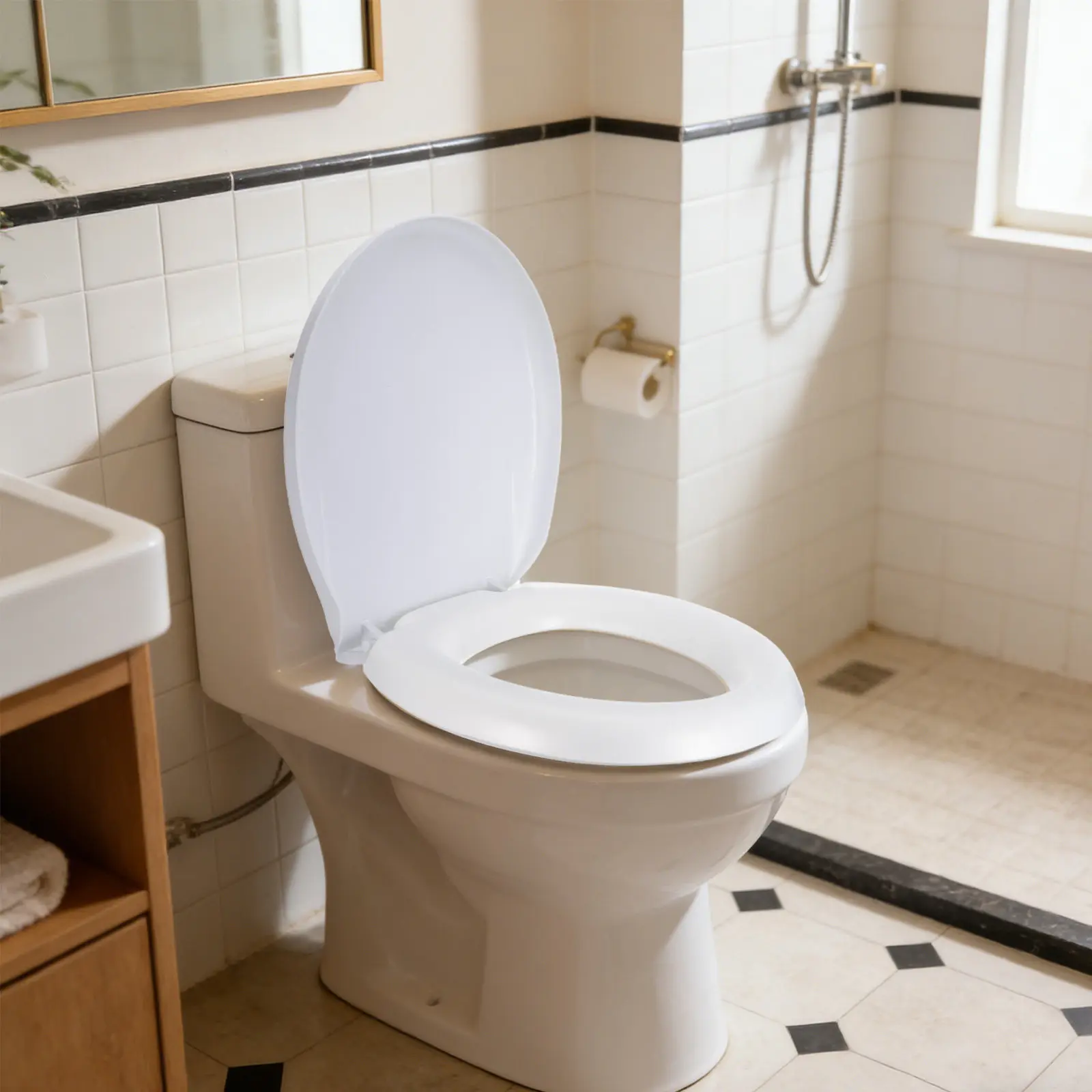 

Cushioned Eva Toilet Seat Replacement Soft Foam Lid Cover Easy Clean Gentle Close Bathroom Seat for Seniors Disabled 40x34cm