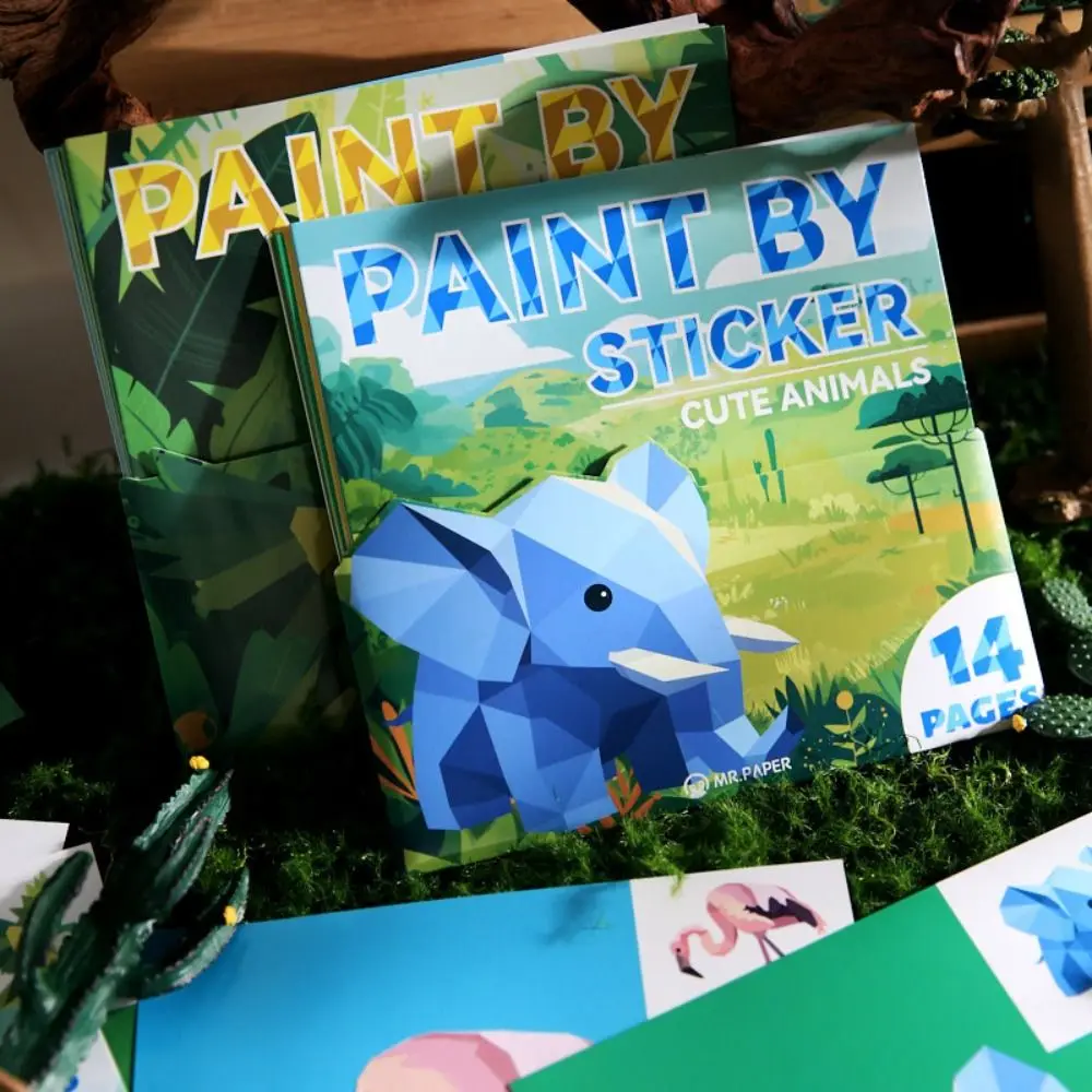

Книга-наклейка ручной работы, 3D геометрический коллаж, мультяшные животные, развивающие игрушки для малышей, рисование наклейками, детские наклейки «сделай сам»