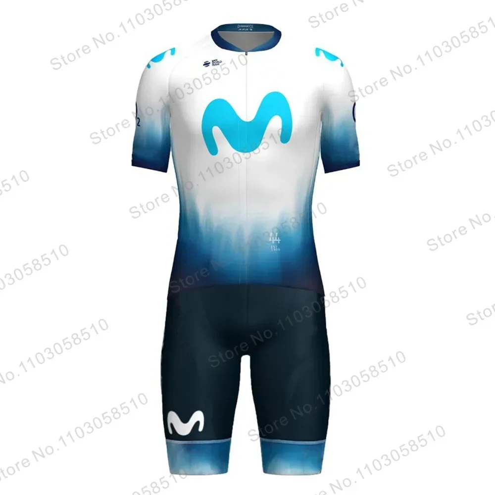 Movistar 2023 Conjuntos de Jersey para Hombre con Mangas Cortas, Ropa de Ciclismo para Hombre, Ropa de Ciclismo de Verano, Triatlón, Pantalones Cortos, Uniforme de Ciclismo