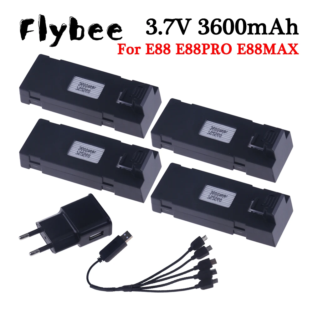 

3.7V 3600mAh RC Drone Battery Stable UAV Battery for E88 E88PRO E88MAX E525 E99 E99PRO P1 P5PRO K3 S1 P8 with charger