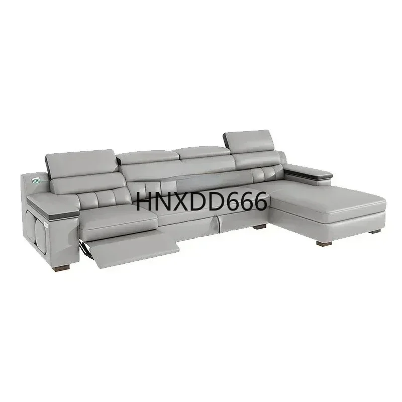 First Class Top Layer Leather Electric Multifunctional Retractable Sofa Bed Dual-Use Living Room Sofa