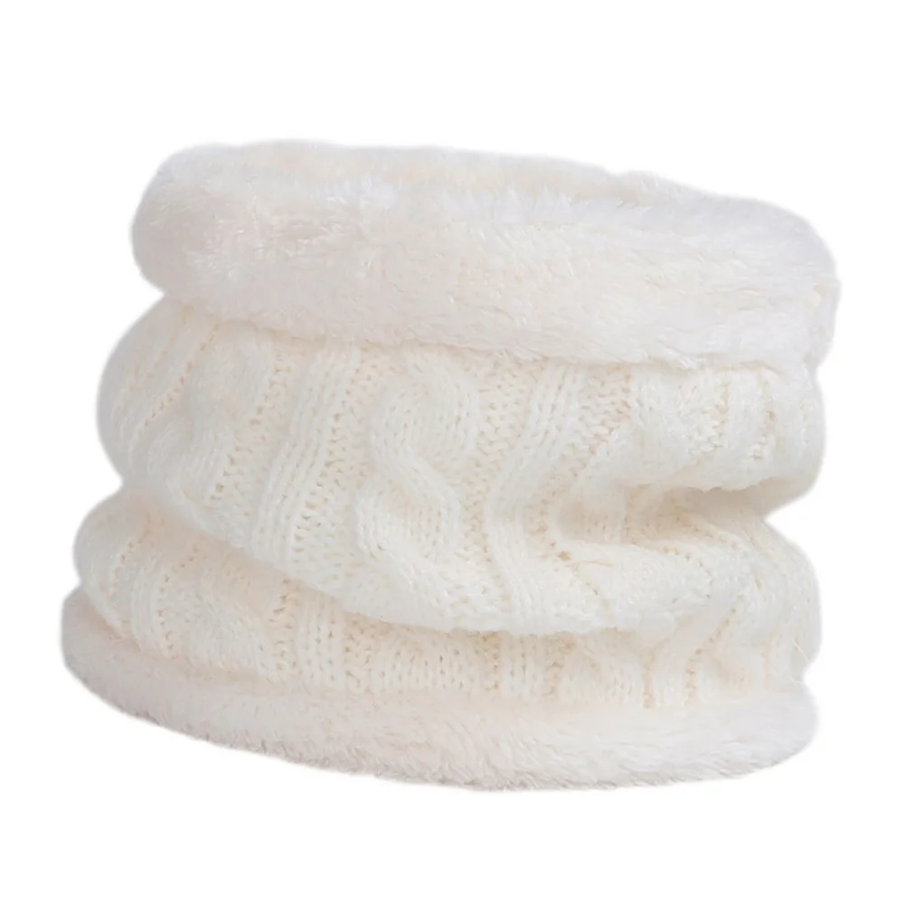 

Warm Fleece Neck Warmer Soft Thicken Knitted Scarf Winter Accessory White Cotton Neck Gaiter For