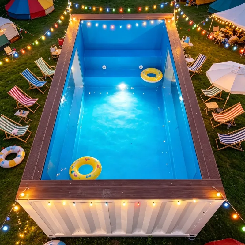Customized Family Container Pool, Large Rectangular, Backyard Outdoor Above Ground Pool, Whole Family Summer Water Fun