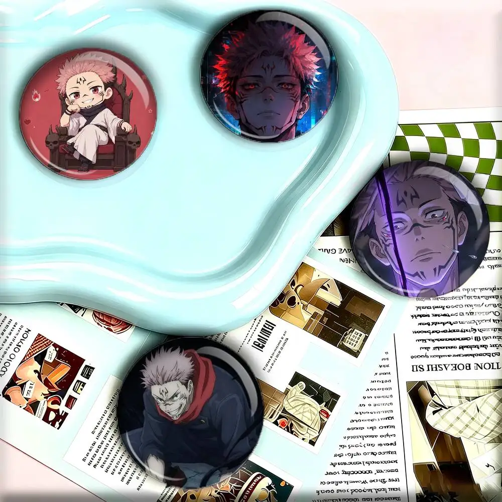 Anime J-Jujutsu Kaisen R-Ryomen Sukuna  25 32 44 58 75mm Badges Personalized Round Brooches Pins Accessory Gift