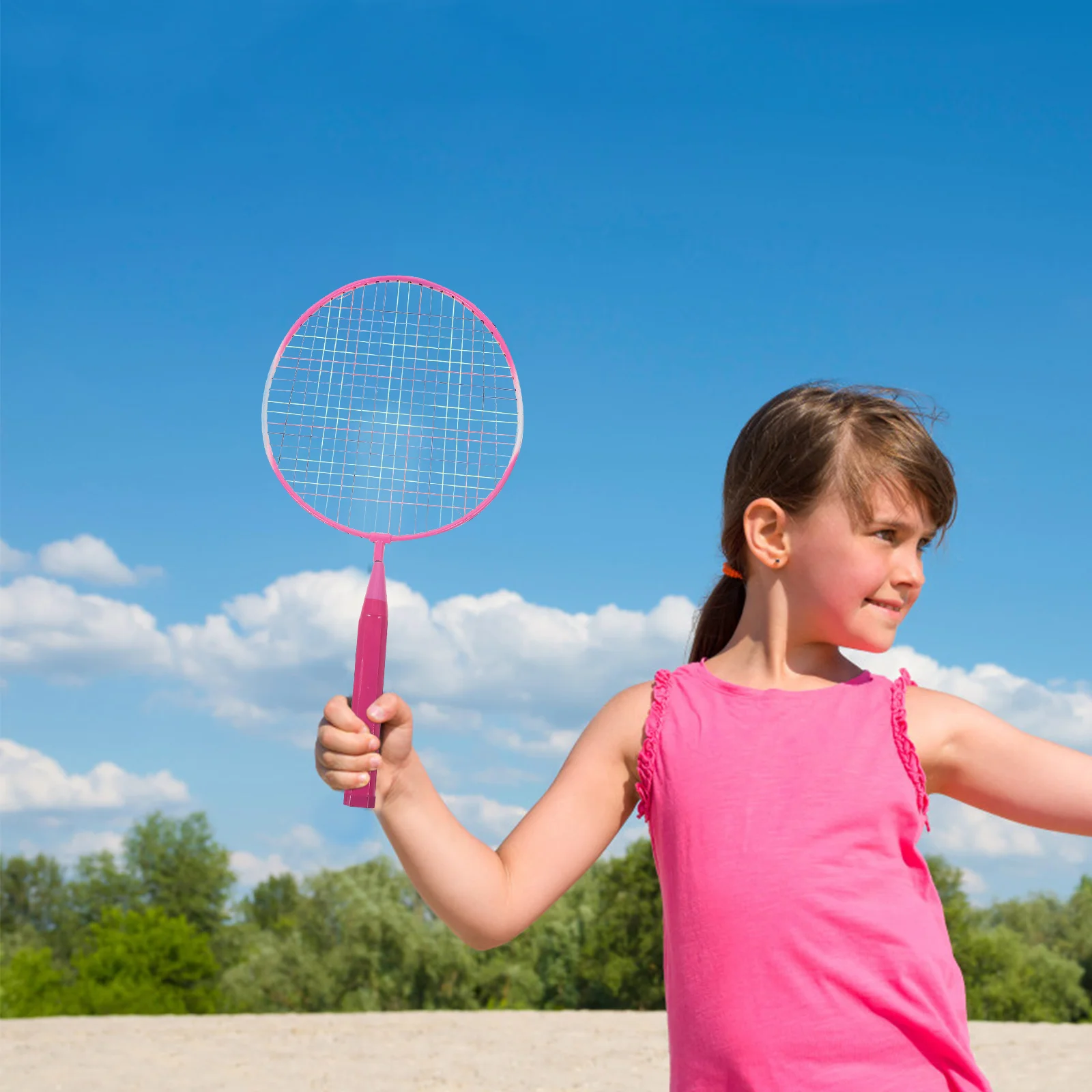 1 conjunto colorido raquete de badminton treinamento iniciante esportes ao ar livre lazer brinquedos conjunto badminton para crianças jogando (rosa)