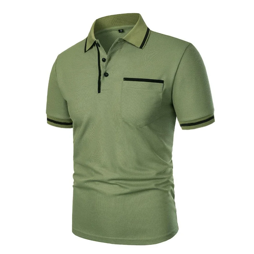 Herren Sommer Neues Modisches Kurzarm-Poloshirt, Lockeres Lässiges Poloshirt mit Tasche, Atmungsaktives Männer-Oberteil – Detail 12