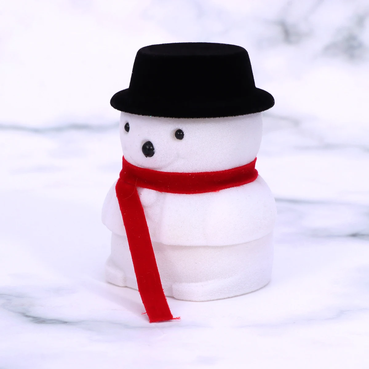 

White Black Snowman Jewelry Box Flannel Ring Holder Creative Necklace Earring Storage Case Christmas Packing Delicate Jewelry