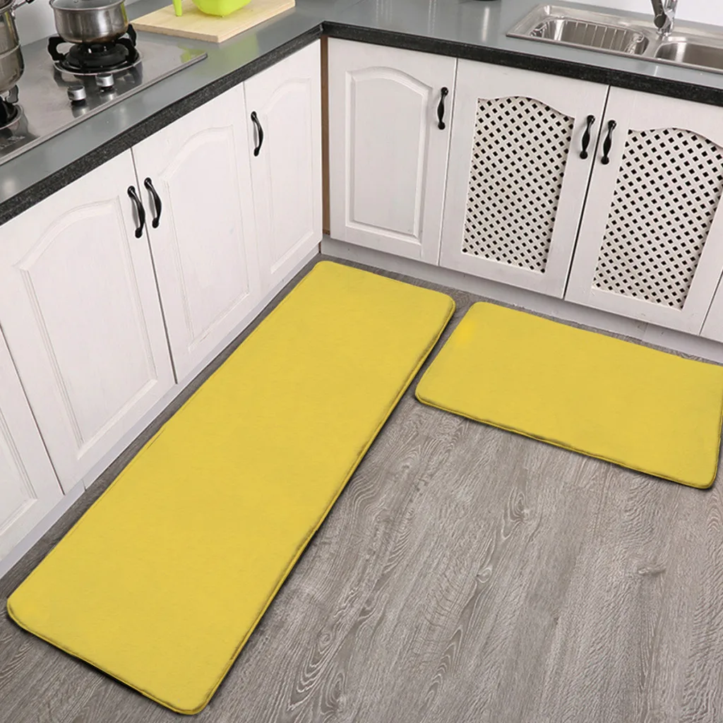 Kitchen Door Steps Water-Absorbing  Non-slip Foot Mats Yellow Texture