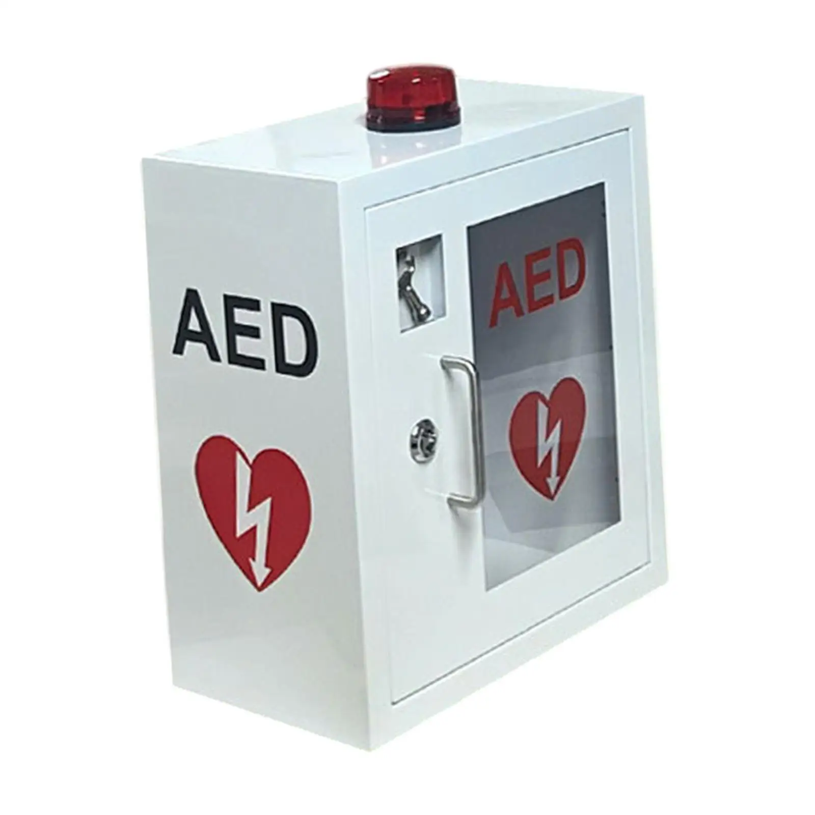 خزانة Aed فارغة مع إنذار ضوء ستروب للطوارئ مع مقبض نافذة شفافة مثبتة على الحائط ملحقات قوية مقاومة للاهتراء