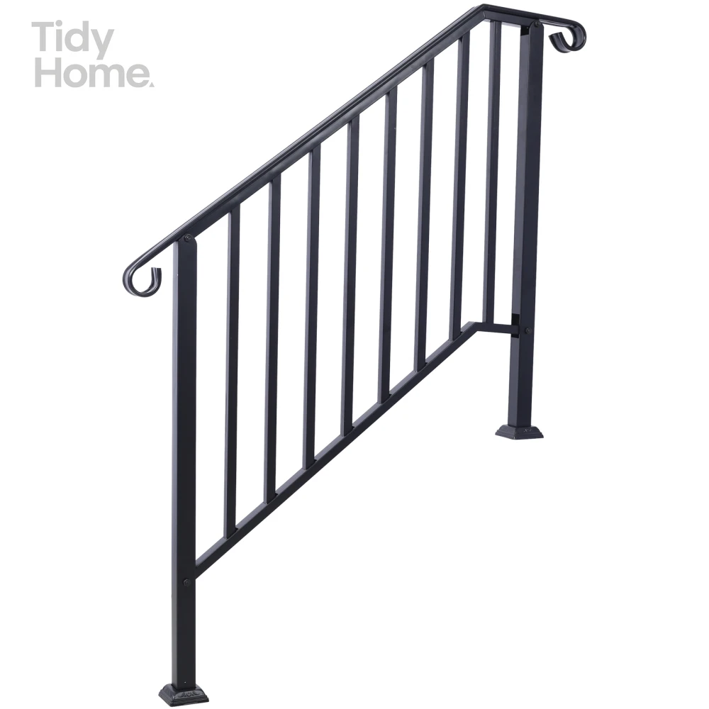 Handrails for Outdoor Steps, Fit 3 or 4 Steps Outdoor Stair Railing, Porch Railing, Transitional Handrails for Concrete Steps