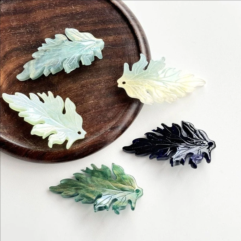 10 Pieces New Creative Xmas Leaves Acetic Acid Beads Charm Connectors For Earrings Hair DIY Jewelry Making Crafts Accessories