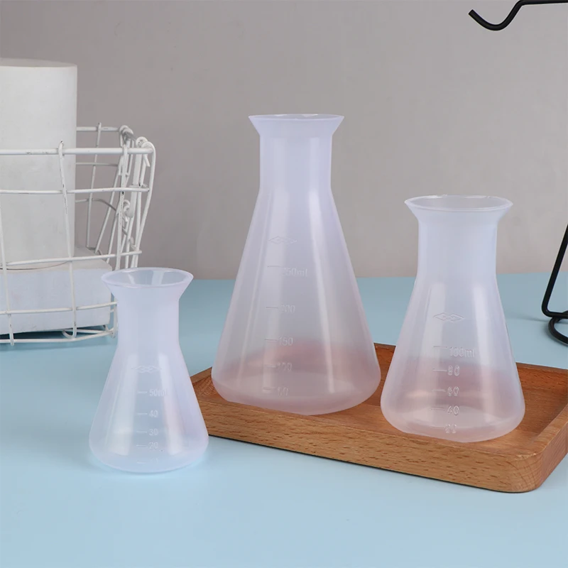 1 pz 50/100/250ml plastica Erlenmeyer boccetta collo stretto triangolo conico boccetta chimica strumento di analisi di laboratorio