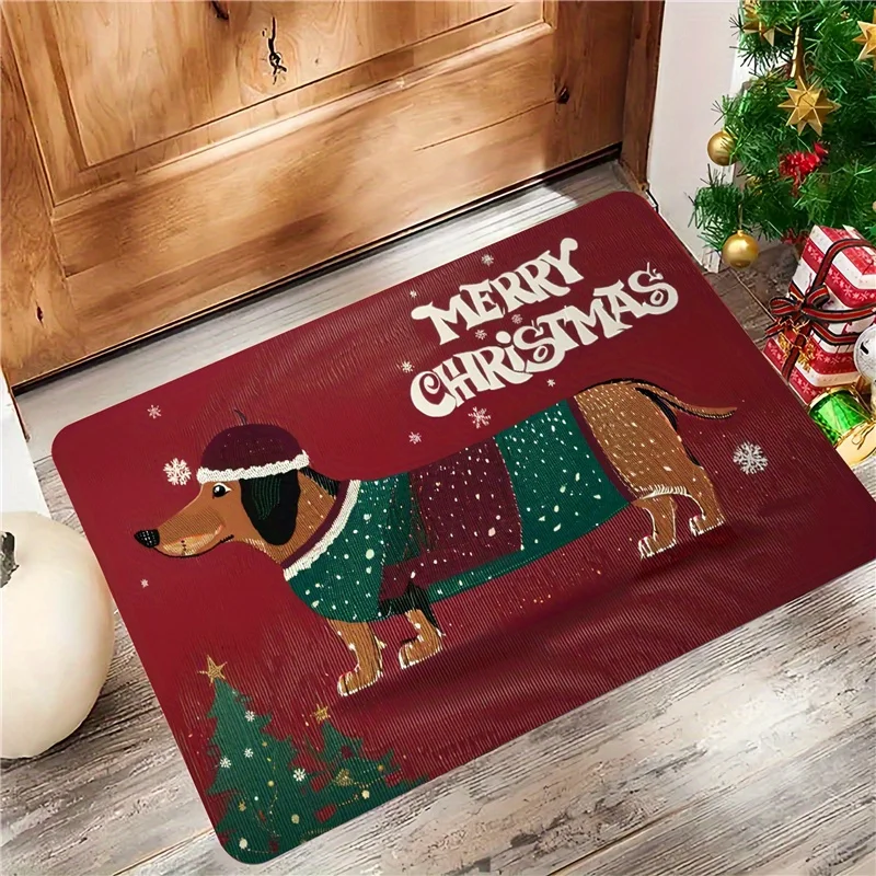 

Рождественский коврик для собаки, праздничный праздничный фланелевой коврик, удобный дверной ковер для дома и улицы для домашнего декора