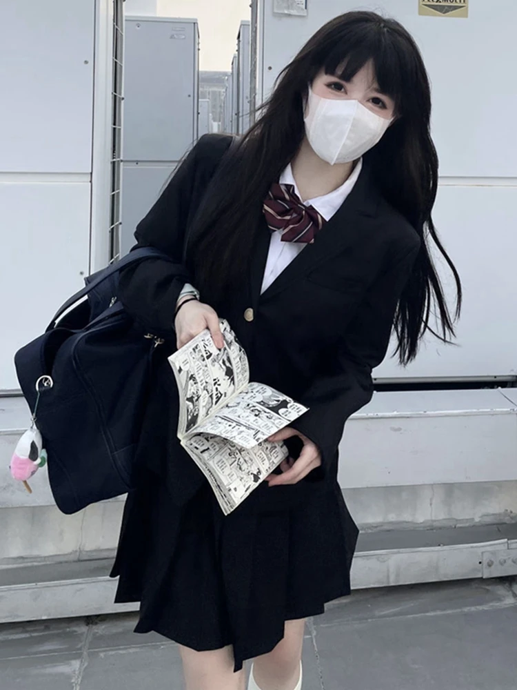 

Japanese Style JK Uniform Suit Jacket Women's Basic Edition Two Button School Uniform Style Top And Bottom Set College Fashion