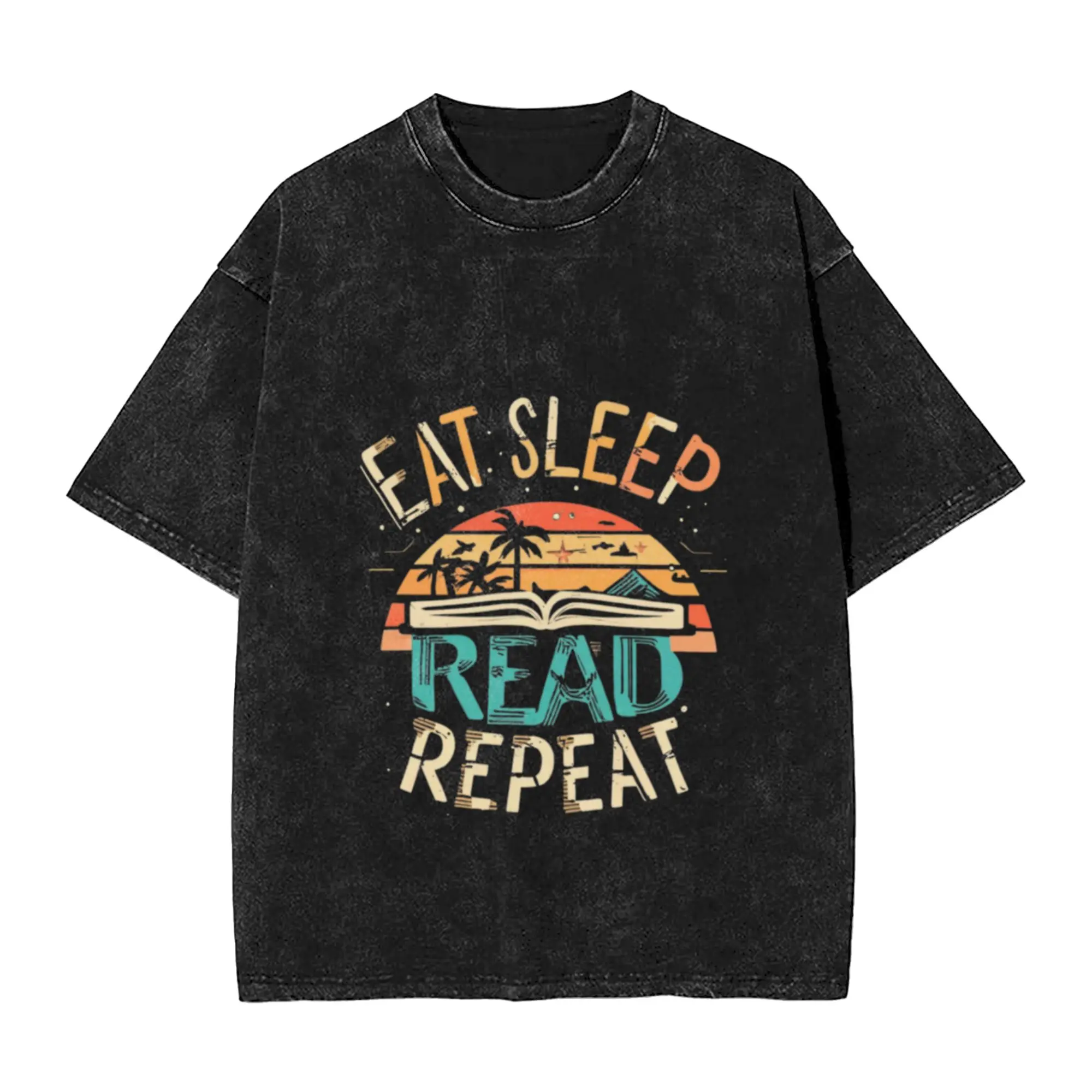 Eat  Sleep  Read  Repeat Unique Chic A Vintage Oversized Cotton Unisex T-Shirts
