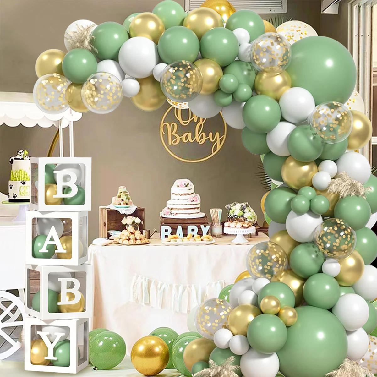 

Green Balloon Garland Arch Kit Wedding 1st Birthday Party Latex Balloon Decoration Baby Shower Confetti Balloon Decor