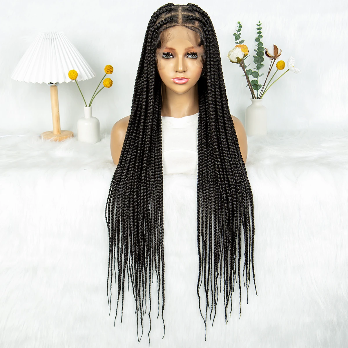 

Парик KIMA 36 дюймов, полностью на кружевной основе, с косами, из высококачественного синтетического волокна, средний размер, регулируемый, для женщин, для наращивания волос