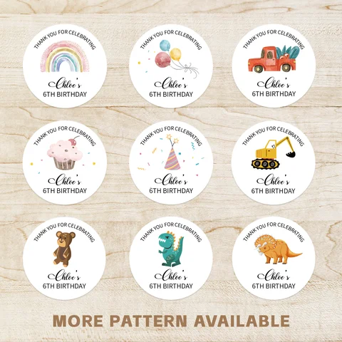 Custom Stickers for Birthday Round Custom Logo Labels Waterproof Personal design Stickers for Birthday,Gift Box Packing