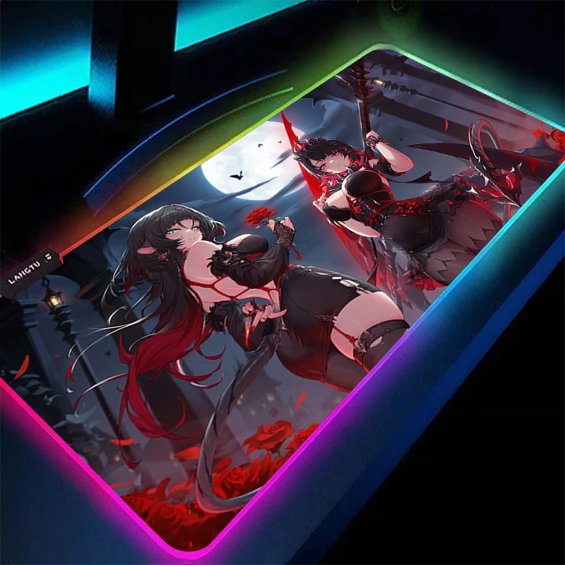 

LED Mouse Pad Notbook Gamer Anime Keyboard Pad Non Slip RGB Laptop Zenless Zone Zero Desk Mat PC Sexy Girl Jane Doe ZZZ Mousepad