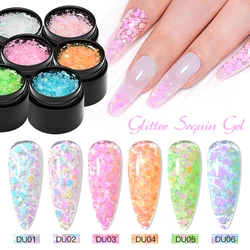 MTSSII 8ml Glitter Sequins Gel Macaron Sparkling Soak Off Gel Semi Permanent For Manicure Nail Art UV Nail Gel