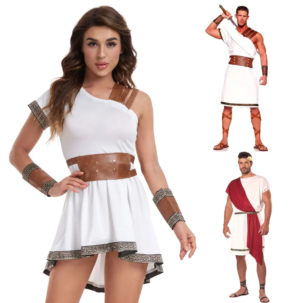 

Women Man Ancient Greek Roman Gladiator Costume Adult Men Halloween Carnival Party Cosplay Roman Solider Fancy Dress