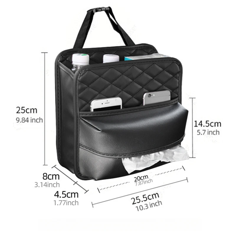 2 In 1 Car Seat Back Storage Bag Multifunctional Car Headrest Hanging Organizer Tissue Box Holder Auto Interior Accessories - view 6