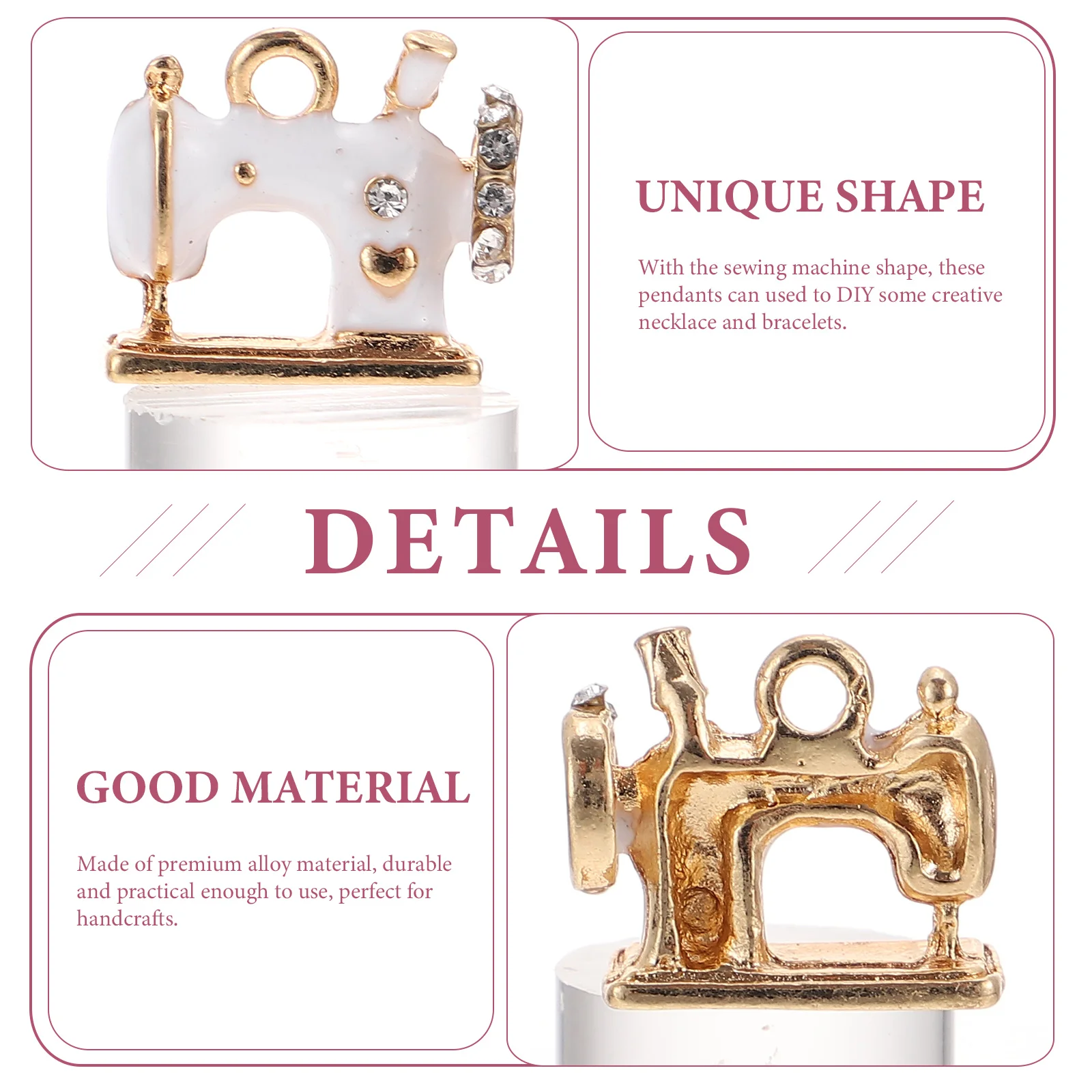 10 قطعة ماكينة خياطة الرجعية قلادة شكل لخمر الجوف سحر القلائد صنع المجوهرات