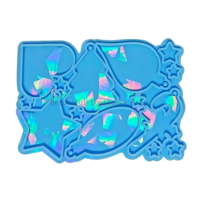 U4LF Christmas Pattern Mold Handmade Ornament Pendant Mold for DIY Keychain Jewelry