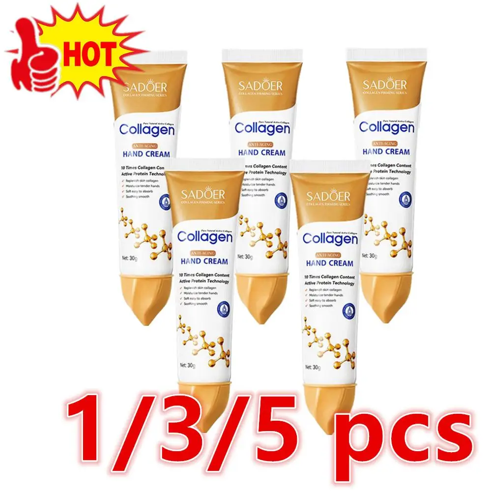 

1-5 Pcs Collagen Anti-wrinkle Removal Hand Cream Moisturizing Nourish Whitening Exfoliating Calluses Gel Anti-Aging Crack Repair