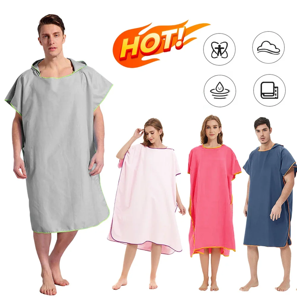 

Unisex Surf Poncho Robe Towel, Microfiber Bathrobe Ponchos Surfer Robe Surf Hooded Towel For Surfing Swimming Diving Beach