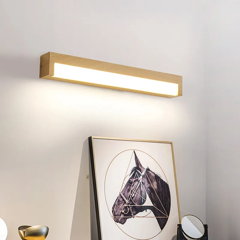 

L35/50cm Imitation Walnut Wood Grain LED Wall Lamp Indoor Minimalist Long Strip Light Living Room Background Decor Sconce Light