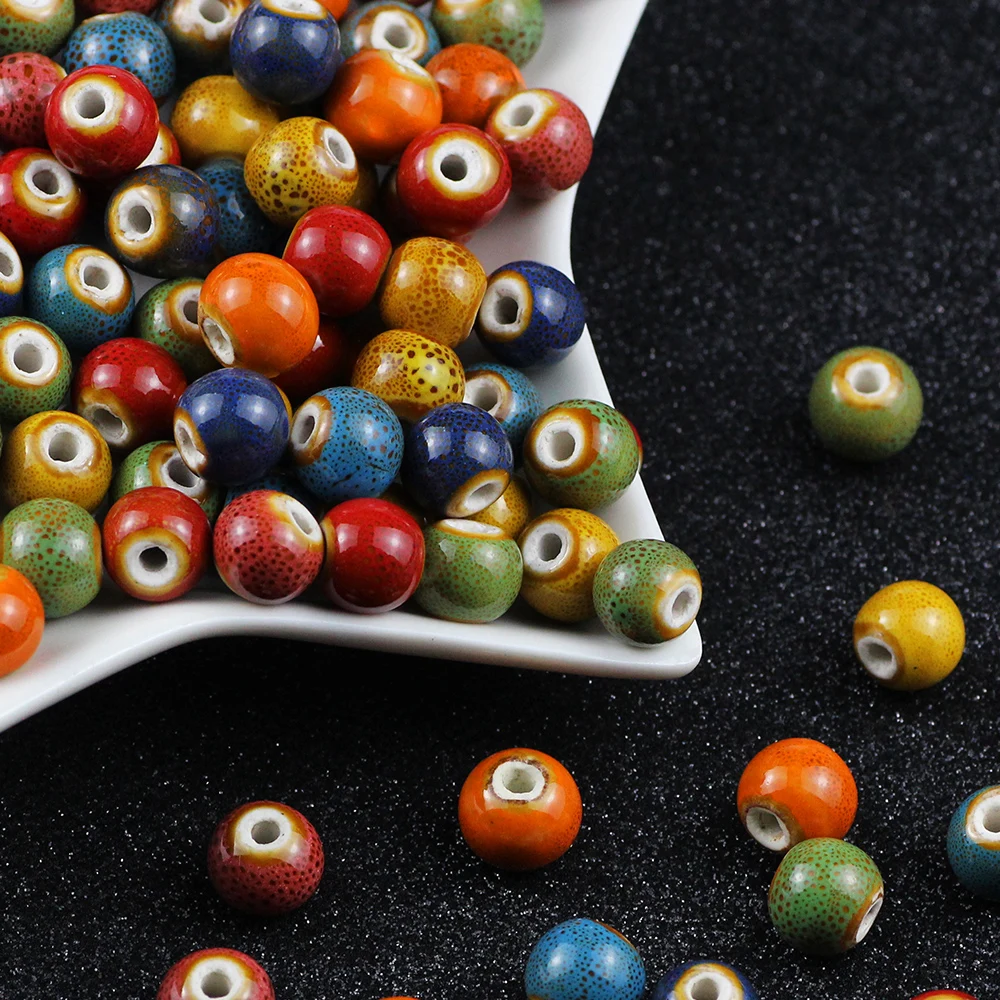 Mixed Colour Ceramic Glaze Round Beads Spacers Loose For DIY Jewelry Making Handmade Bracelets Necklaces Accessories 6/8/10/12mm