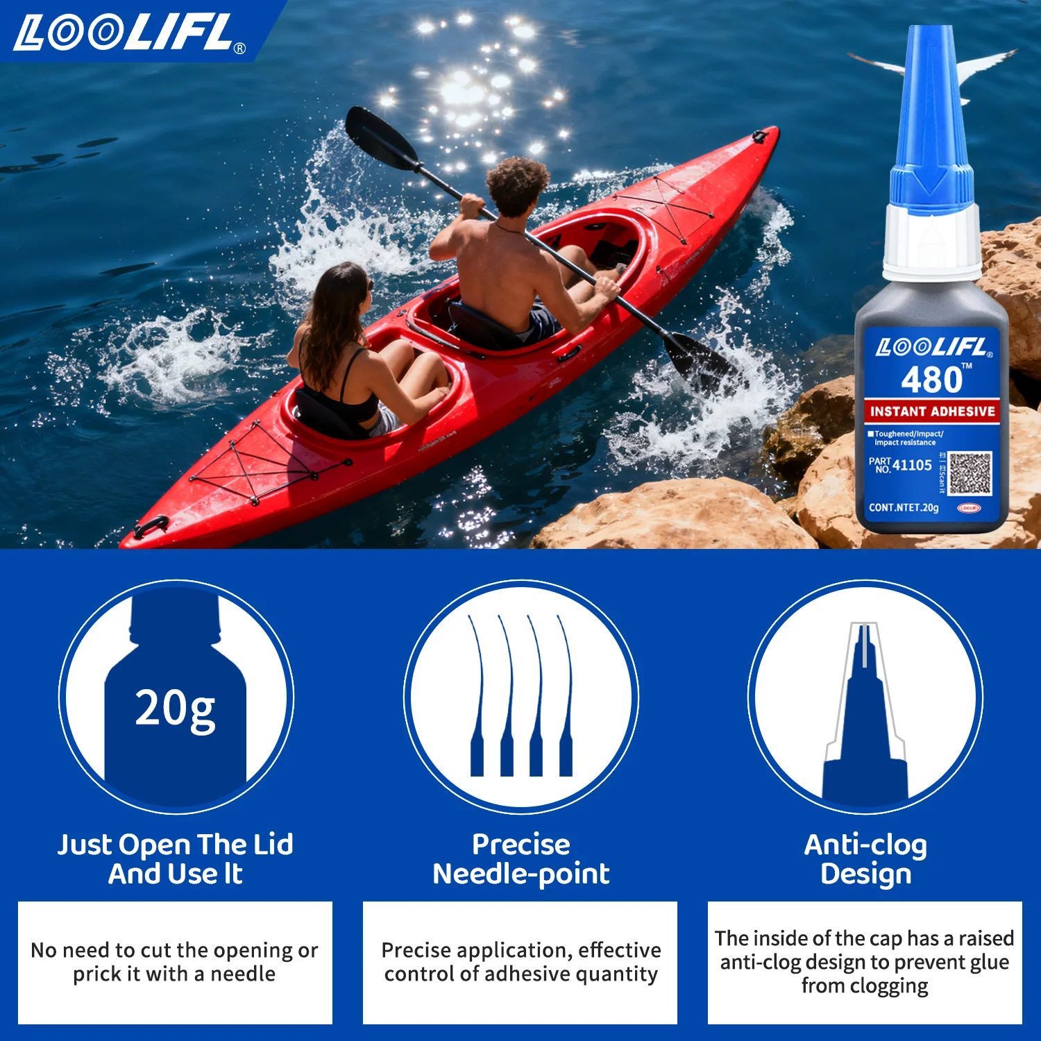 20g-480 adesivo seco instantâneo, cura rápida e alta resistência, adequado para reparar metal, plástico, borracha e artesanato elástico.