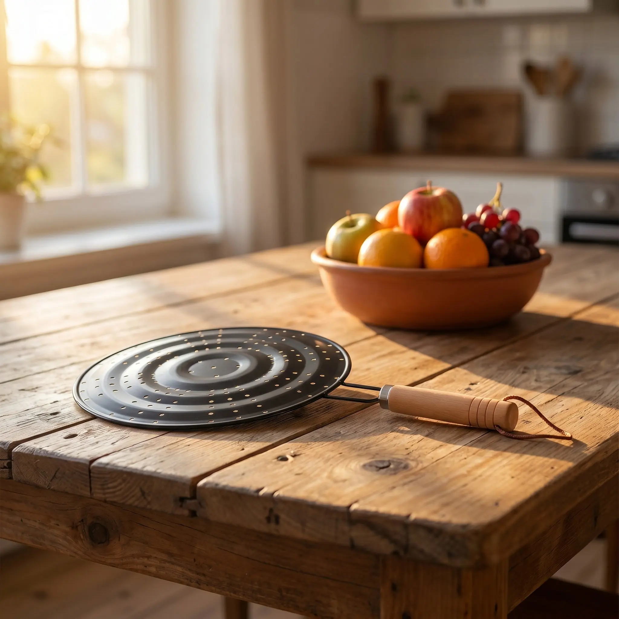 Heat Resistant Pot Trivet Pan Insulation Pad with Black Wood Handle Gas Stove Heat Diffuser Plate