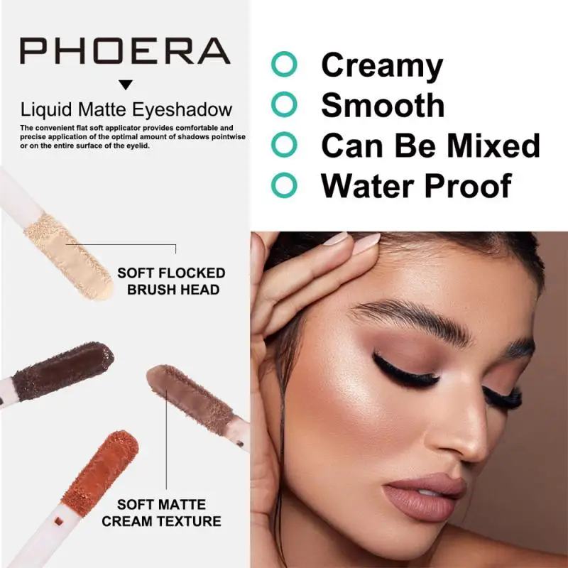 PHOERA-Fard à Paupières Étanche Longue Durée, 10 Couleurs, 256, Liquide, Scintillant, Lisse, Crème, Contour, Maquillage