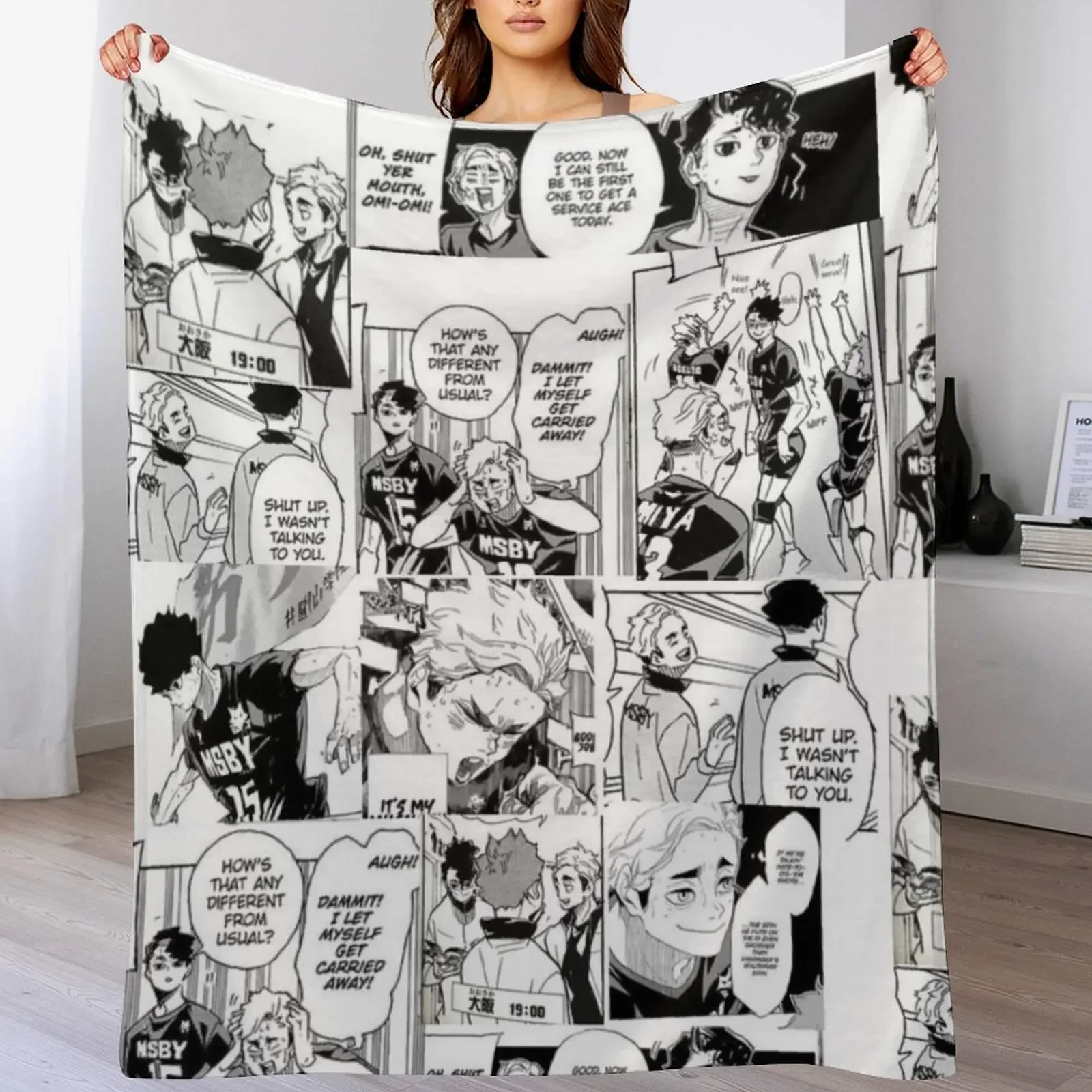 

Sakuatsu (Atsumu and Sakusa) Timeskip Manga Pannels Throw Blanket Luxury Throw cosplay anime Bed covers Bed Blankets