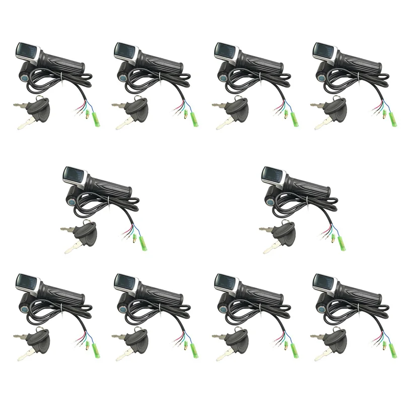 

10X Bike Twist Throttle For Electric Bike Throttle 36V Gas Handle Throttle LCD Display Lock Key
