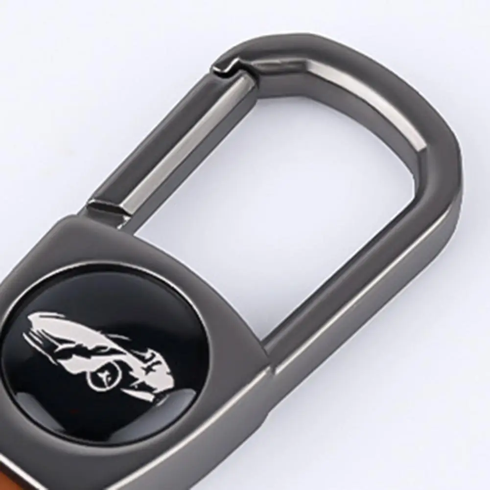 Plated Keychain High Strength Stainless Steel D-shaped Keychain Electroplated Anti-lost Car Key Ring Faux Leather Buckle Bag