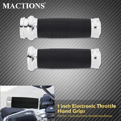 25mm Motorcycle 1'' Electronic Hand Grips Handle Bar Chrome For Harley Dyna Softail Fat Boy Touring Road King Street Glide CVO