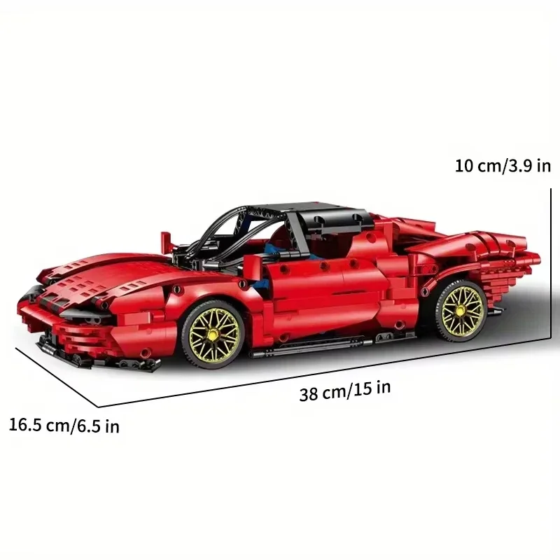 Red Super Sports Car Building Block Model Scale Supercar Puzzle Assembly Racing Toys for Children Gifts Desktop Home Decoration