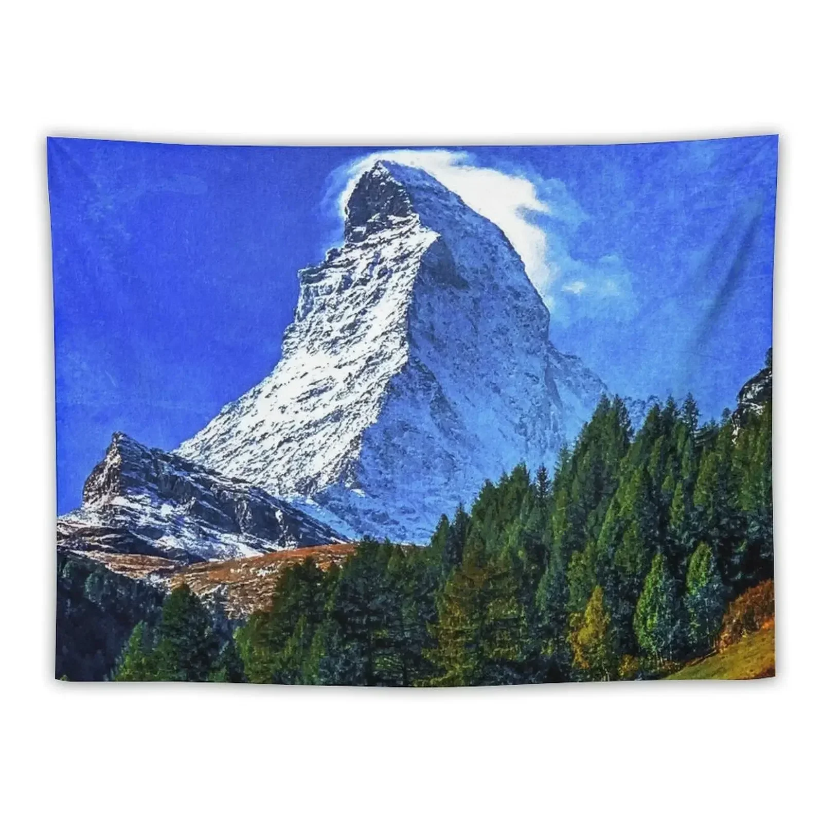 Matterhorn Mountain Switzerland Zermatt, Matterhorn Mountain Swiss Alps, Zermatt Townn Matterhorn Oil Paint, Switzerlan Tapestry