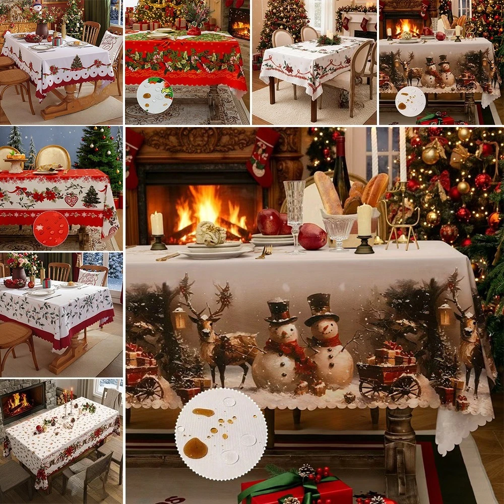 

1PC Printing Rectangle Table Cover Christmas Waterproof Table Cloth for Anniversary Dining Party Table Decor Скатерть Новогодняя