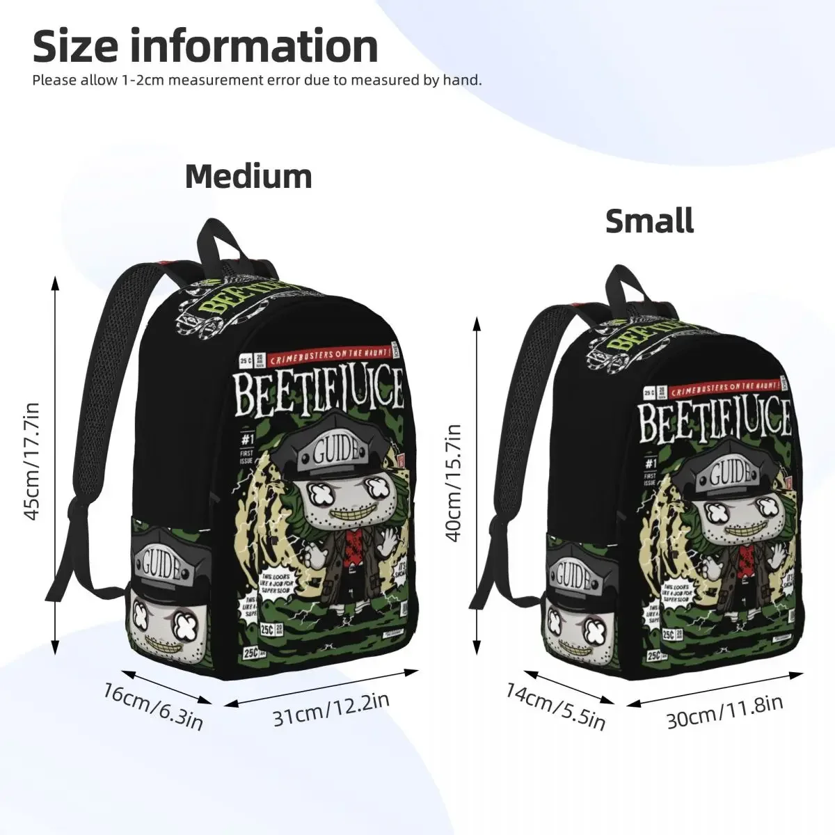 B-Beetlejuice Spooky Movie Ghost Backpack Men Women Student Business Daypack Halloween Horror College Shoulder Bag Outdoor