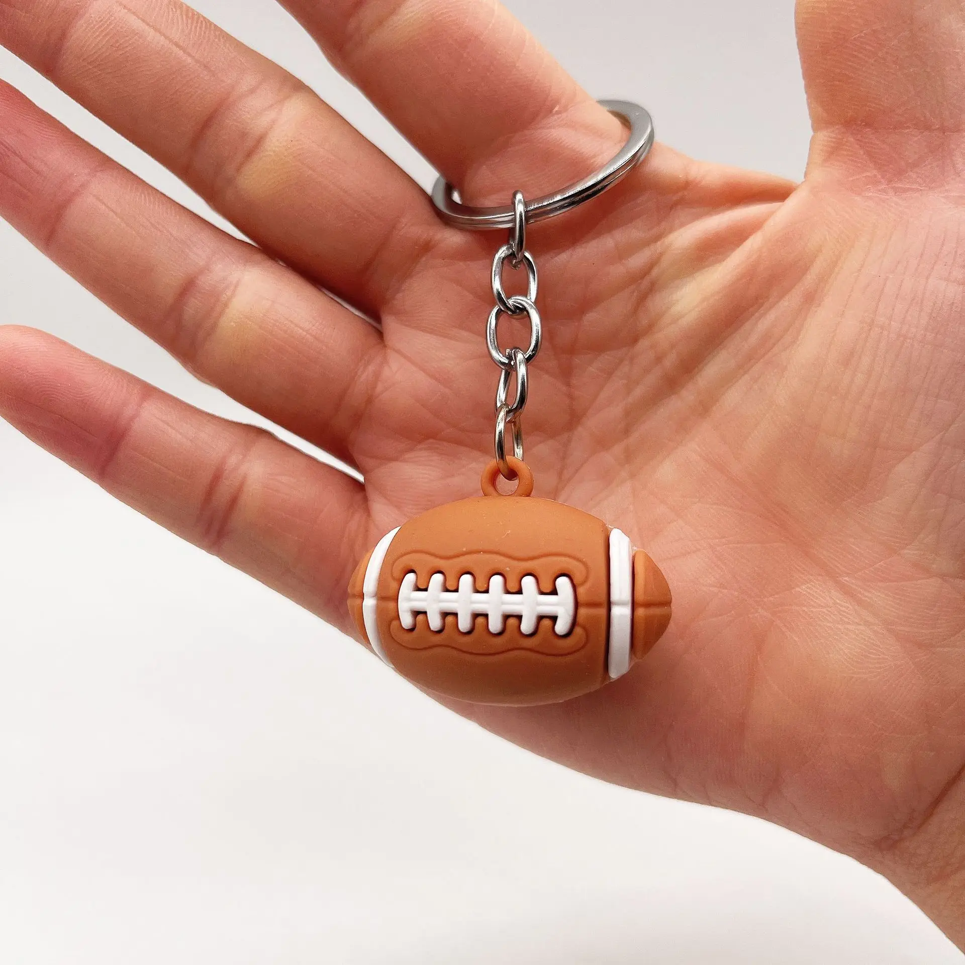 Creative simulation football keychain pendant PVC basketball tennis Rugby keychain